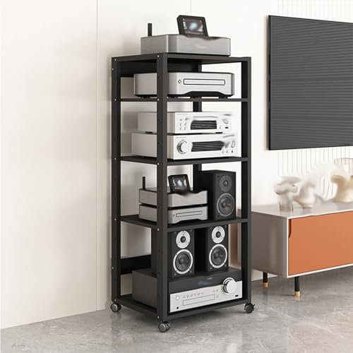 mobile per altoparlanti Mobili commerciali per cabinet stereo, Supporto mobile per giradischi vintage regolabile in altezza per ufficio e camera da letto, Supporti di grande capacità per l'archiviazio