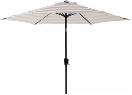 IUokLU Sonnenschirm, Terrassenschirm, Außenschirm, 2,6 m, Strandschirm aus Polyestergewebe, verstellbar, Terrassenschirm aus Aluminium, Außenschirm, Gartenschirm, Strandschirm (cremefarbene Streifen)