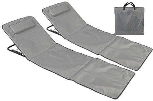 infactory Strandliege klappbar: 2er-Set Faltbare Strandliege, verstellbare Rückenlehne, 145x47x40 cm (Liegestuhl, Liegen, Luftmatratze)
