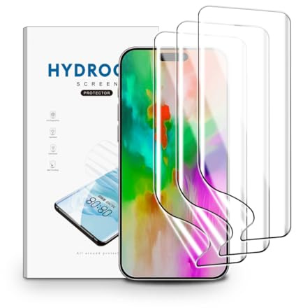 nvskvd Film Hydrogel pour iPhone 16, 3 Pièces TPU Film Protection Écran HD Clair Doux Transparent Film de Protection d'écran
