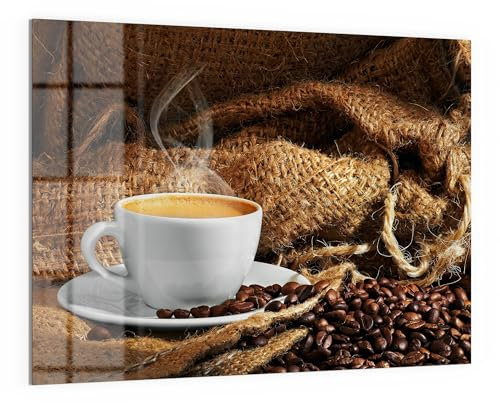 DEQORI Glas-Magnettafel | 120x90 cm cm groß | Motiv Espresso Eleganz | Memo-Board aus Glas | Magnetboard inkl. Magnete, Stift & Tuch für Küche & Büro | Tafel magnetisch & beschreibbar