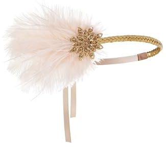 BABEYOND Fascia vintage anni '20 ruggenti anni '20 Flapper copricapo con piuma anni '20 Grande Gatsby accessori costume champagne