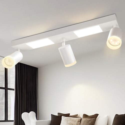 cupgow LED Deckenstrahler 3 Flammig Deckenlampe - Deckenleuchte Warmweiß 20W GU10 Weiß Schlafzimmerlampe 3000k Küchenlampe Schwenkbar Deckenspot Flurlampe Metall für Wohnzimmer Büro
