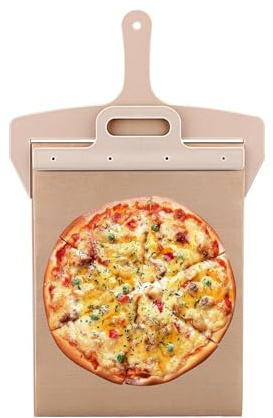 Flearitzo Pala per Pizza Scorrevole Sliding Pizza Peel, Pala Pizza Scorrevole, 30cm*58cm, Argento, Moderno
