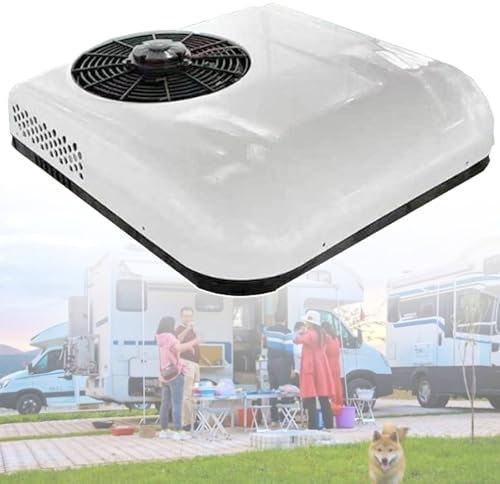 climatiseur de caravane 2 en 1 climatiseur de toit de caravane, climatiseur universel de camion électrique 24v / 12v, climatiseur de camping-car avec refroidissement, 8 heures d’autonomie, p