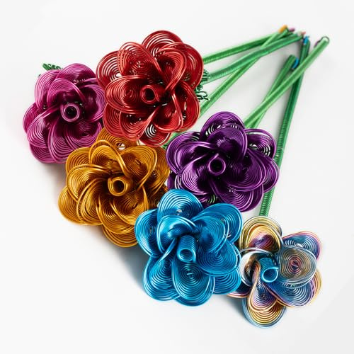 HunterBee 6Pcs Artificial Metal Roses Bouquet,Waterproof Aluminum Frame Fake Flowers for Outdoor Garden Grave Decor, Funeral Memorial, Mother's Day Valentine's Day Gifts