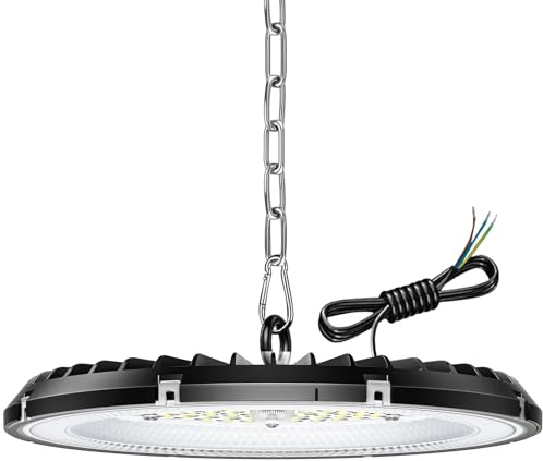 1 Pack 100W UFO LED Werkstattlampe, Hallenstrahler 15000LM, 6000K Kaltweiß Industrielampe High Bay Light, IP65 Wasserdichte Industrielampe High Bay Licht für Fabriken, Garage, Lagerhaus, Beleuchtung