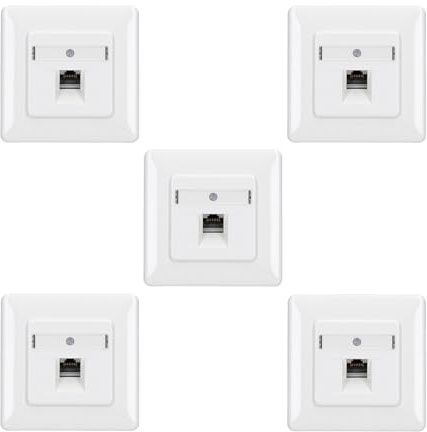 Rutenbeck 5x UAE - Cat.6A iso Netzwerkdose - 10 Gbit/s, 1-fach, Unterputz | Netzwerkdose mit Unterputz-Abdeckung, geschirmt, 136112030, Datendose LAN, für Cat.6 & Cat.7 Kabel