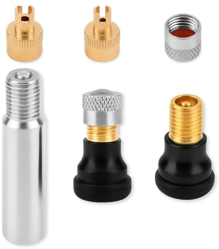 Mewtush 2 PCS Valvole Tubeless in Rame con Adattatore di Estensione da 4 cm, Valvole Senza Camera d’Aria per Monopattini Elettrici, Biciclette, Moto, Auto e Scooter Compatibili Xiaomi
