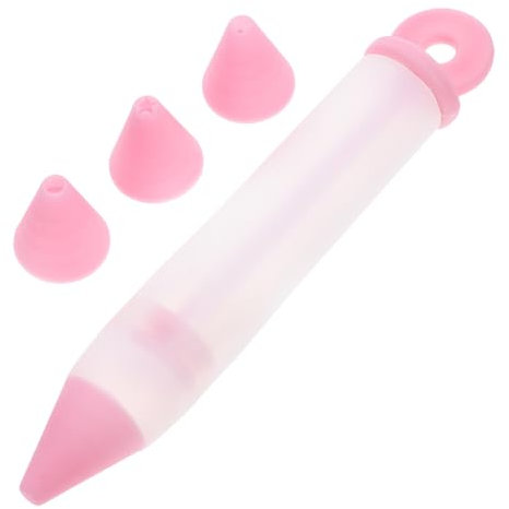 TOPPERFUN Penna per Decorare Torte per Scrivere e Modellare Dolci Crema in Silicone 4 Punte Staccabili Rosa Strumenti Multifunzionali per Pasticceria e Decorazione