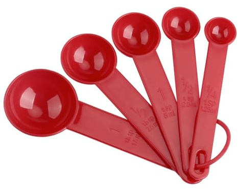 Wisafory Juego de 5 cucharas medidoras de plástico, vasos medidores para hornear, cucharilla, cucharilla dosificadora, herramientas, cuchara, utensilios de cocina, juegos para cocinar, hornear
