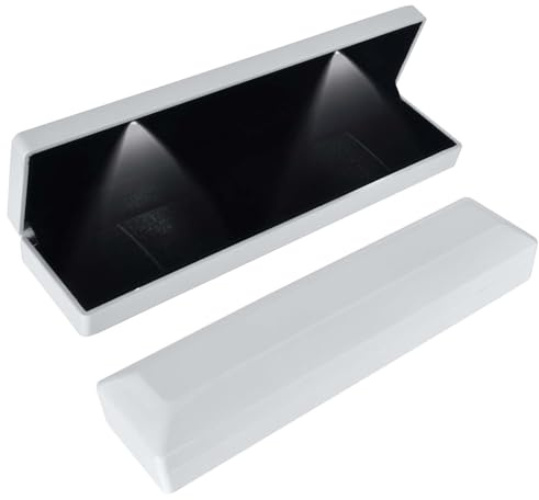 Caja de Regalo de Joyería con Luz LED, Estuche para Colgante/Pulsera/Collar con Luz LED, Joyero de Terciopelo, Estuche de Exhibición de Joyería, para Propuesta Compromiso Boda, 23*5.5*3.5cm, Blanco