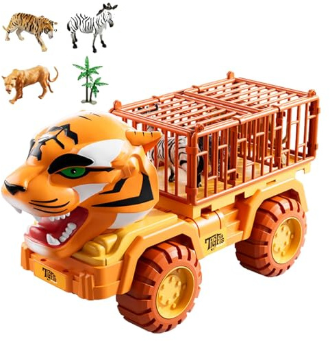 Animal Truck - Safari Animal Carrier, Trägheit Spielzeugtransporter | Interaktives Zoofahrzeug für und Mädchen, Rolling Wild Creature Transporter mit Tor, kreatives Lernspielzeug für Zuhause od