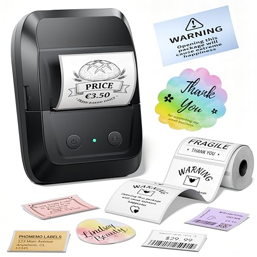 Memoking Étiqueteuse Portable, Etiqueteuse Autocollantes Bluetooth Facile à Utiliser pour Le Bureau, la Maison, Les Affaires Imprimante sans Encre Compatible Téléphones/PC