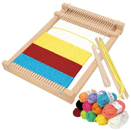 YushengTai Webrahmen für Kinder ab 4 Jahre - 29x19cm Komplettes Weben Set mit Holz-Webrahmen, Buntem Garn & Zubehör - DIY Bastelset für Anfänger - Kreatives Lernspielzeug für Mädchen & Jungen