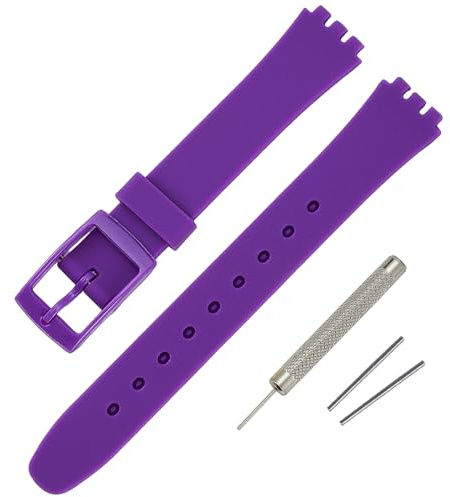 Rihahisy 12mm Silicone Rubber Watch Strap/Watch Band Replacement for Swatch (Pansy)