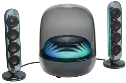 Harman Kardon SoundSticks 5, altavoz Bluetooth para casa, diseño de 3 vías, conectividad HDMI ARC con un solo cable, conexión de varios altavoces vía Auracast, iluminación de colores decorativa, negro