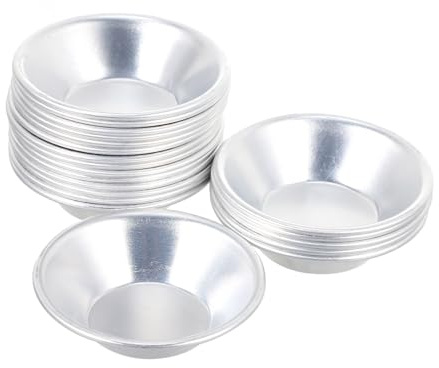 MOLUCKFU 20 pièces Lot de Moules à Tartelettes Antiadhésifs Aluminium pour Tartelettes Pudding Cupcakes Accessoires de Cuisson pour Boulangerie et Fête