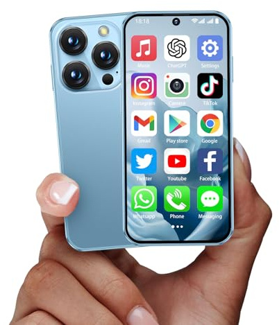 BLKE Mini teléfono, mini smartphone 4G desbloqueado con pantalla completa HD de 3.9 pulgadas, Android 12, SIM dual 3 GB + 32 GB, teléfono pequeño 4G más pequeño del mundo, teléfonos móviles