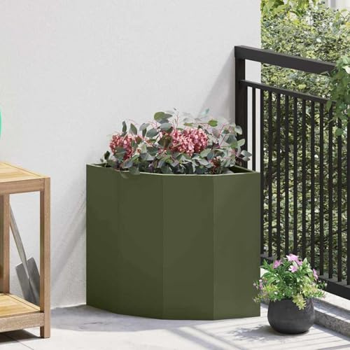 Swpsd Corner Planter Olive green 45 x 45 x 50 cm Steel flowerpot Model883671