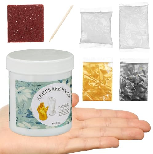 FOYTOKI Erinnerungs Handabdruck Satz für Neugeborene Selbstgemacht Gipsabdruckset für Hände und Füße Sicheres Handabformset aus Gips für Babyparty und Geschenk