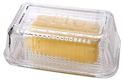 Burriera trasparente con coperchio, contenitore for decorazioni di torte e formaggi, multifunzionale for alimenti, in vetro vintage Per Ttavoli Da Pranzo E Frigoriferi