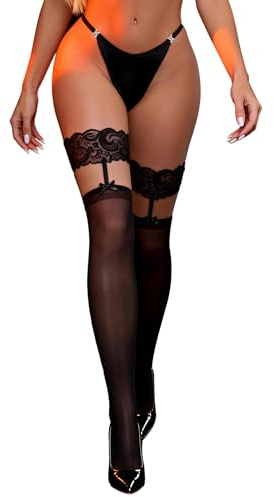 ohyeahlady Bas Nylon Autofixant Femme Sexy Grande Taille XS-5XL | Bas Pour Porte-Jarretelles,Collant Porte Jarretelle, Avec Silicone AntidéRapantes,Jarretiere Dentelle, Lingerie Et Vetement