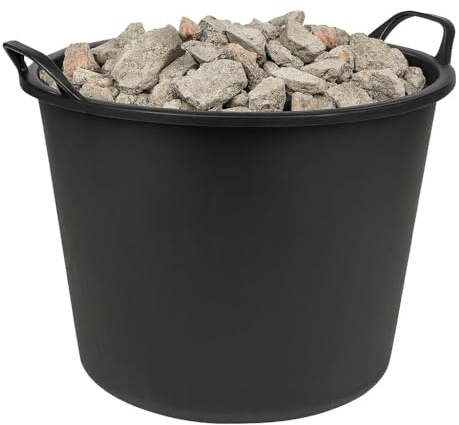 Lemag srl 2 x Cassa Tonda per Macerie e Miscelazioni – 25 - 45 Litri – Nera – Resistente in Plastica Robusta per Edilizia, Giardinaggio e Fai-da-te (25L)