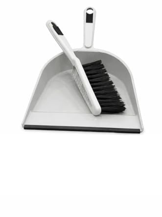 Dustpan and Brush Set with Soft Bristle Hand Brush & Durable Plastic Dustpan| Handheld Cleaning Set for Home Kitchen Office Floor Dust Cleaning | Compact Household Cleaning Tool Silver Finish