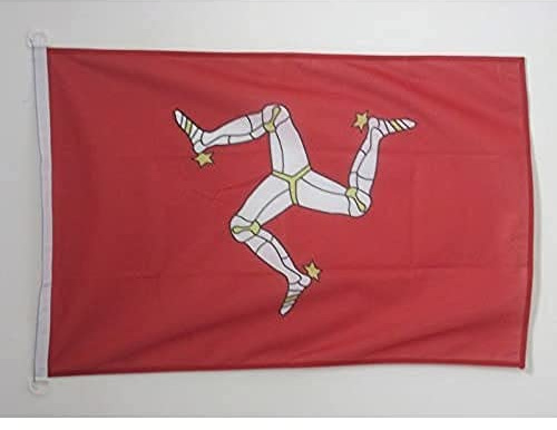 AZ FLAG Pavillon Ile de Man 90x60 cm Maille Bloquée Anneaux Plastique | Usage extérieur et nautique Pavillon nautique anglais Isle of Man avec anneaux en plastique polyester maille