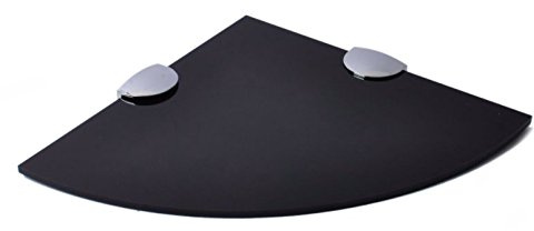 Eckregal aus gehärtetem Glas für Bad, Schlafzimmer, Büro, mit verchromten Regelstützen, Länge: 300 mm, Glasdicke: 5 mm