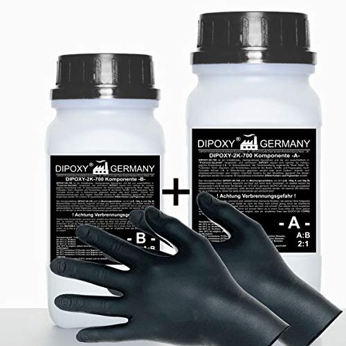 12 kg Resina epoxi 2C + guantes, dos componentes Madera Cristal Transparente para laminar Resina de epoxy para mesa suelo Terra Acuario Formas Diseño UV Estable adhesivo