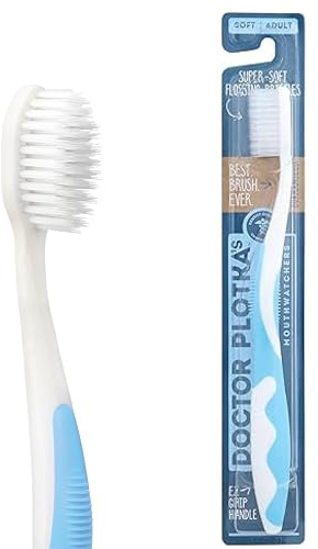 MOUTHWATCHERS Manual Soft Toothbrush for Adults, Ultra CleanToothbrush with Flossing Bristles, for Sensitive Teeth and Gums. Blue, 1 Each