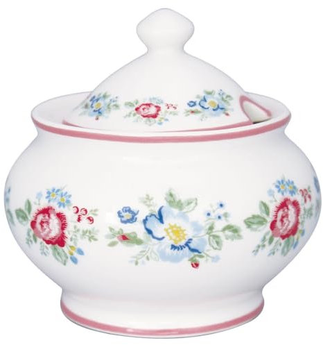 GreenGate Sucrier Henrietta en porcelaine blanche rouge avec fleurs 200 ml