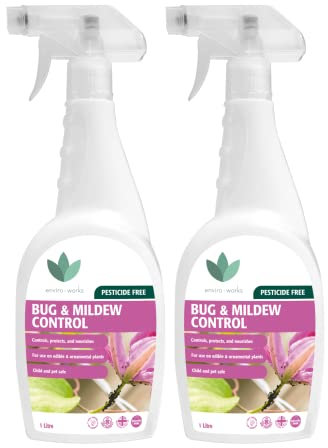 Enviro Works - Bug and Mildew Control - 2 x 1L Ready to Use - Pesticide Free - Safe to use around children, pets and bees