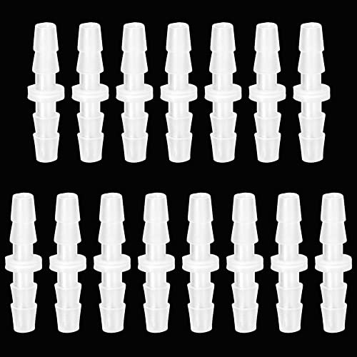 Feelers 1/8 x 1/8 Plastic Hose Barb Fitting 15 Pack, Equal Barbed Splicer Connector, Straight Union Adapter for Aquarium, Air Line, Fuel Line, Liquid Transfer