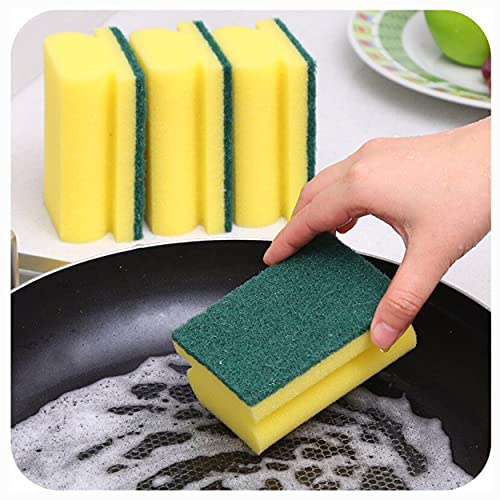 HOMESmith 20-pack slitstark skrubbsvamp, dubbelsidig disk- och rengöringssvamp för kök, badrum och heminredning (förpackning med 20)