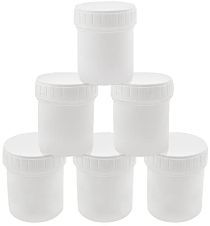 CRAFFANCY 6 barattoli di vernice in plastica, vuoti, bianchi, mini contenitori per vernice, con coperchio, per inchiostro chimico
