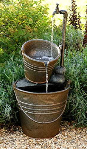 Primrose 76cm Tap and Bucket Water Fountain with LED Lights UV & Frost Resistant Indoor Outdoor Garden Feature