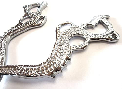 PS Pferdeartikel Hackamore Dragon Gold oder silberfarben - 1 Paar Schenkel verziert Farbe Silber