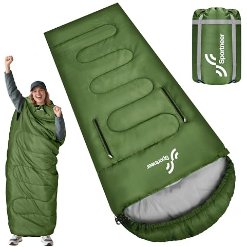 Sportneer Wearable Sleeping Bag, Sacco Nanna Ragazza, Verde, 216x83cm