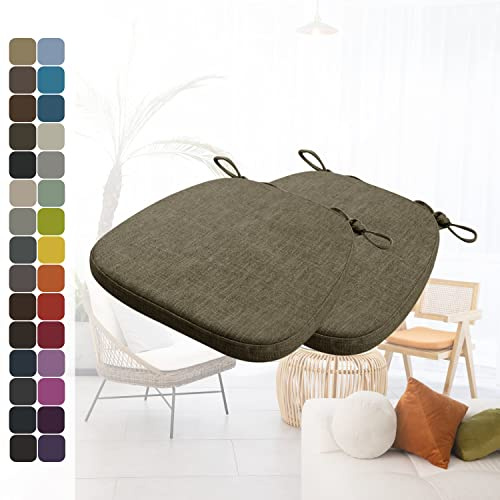 Kimgull 2er Set Stuhlkissen mit Bändern Bequeme Waschbare Rutschfestes Sitzkissen Ideal für zu Hause und Gartendekoration, viele Farben und Größen zur Auswahl (43x42x5CM Hanfbraun)