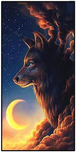 JXSMYT Wolf Strandtuch,Strandtücher Microfaser, 3D Wolf Tier Drucken Strandtuch Gross Leicht Strandhandtuch Badetuch Sporthandtücher Für Sommer Schwimmen (A02,100x180cm)