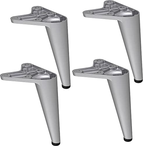 Gedotec Möbelfuss aus Metall Schrankfuß | 4 Stück - Füße für Möbel | Torin | Silber matt | Füße 10 cm - mit Tragkraft bis 100 kg | Schrankbeine zum Anschrauben | Möbelfüße für Regal | Bettfüße