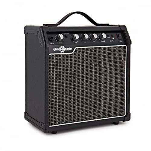 Gear4music 15-W-Übungsverstärker für E-Gitarren mit 3-Band-EQ | Kompakter Combo-Verstärker für Übung und Auftritt, 3,5mm-Aux-Eingang für Begleittracks, Kopfhörerausgang für leises Üben