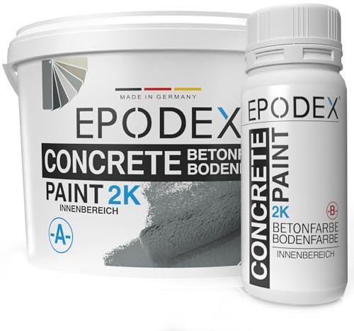 EPODEX 2K Betonfarbe, Bodenfarbe - 1,8kg - Azurblau | 2K Epoxidharz Bodenbeschichtung, Garagenbodenbeschichtung, Keller, Garage, Werkstatt, wasserfest, Innen-4,5m² für 2 Anstriche