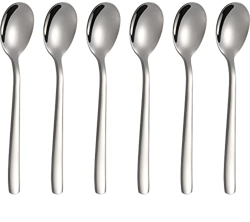 Dessertlöffel 6er Set 4,84 Zoll Kleine Löffel Edelstahl | Mini Löffel für Desserts Espressolöffel Eislöffel Dessert Spoons