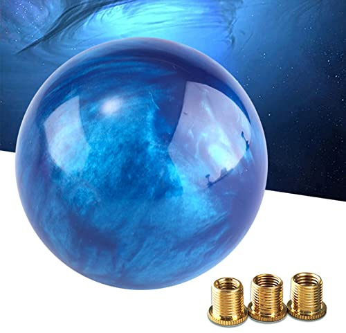 Lotcesfun Shift knob Round Ball Marble Style Universal for Manual Automatic Vehicles with 3 adapters (Blue)