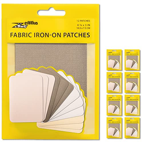 ZEFFFKA 9 Pakete Kleider-Flicken zum Aufbügeln Innen Außen Stärkster Kleber 100% Baumwolle Verschiedene Reparatur-Dekorationsset 12 Stück 3 x 4-1/4 (7,5cm x 10,5cm)
