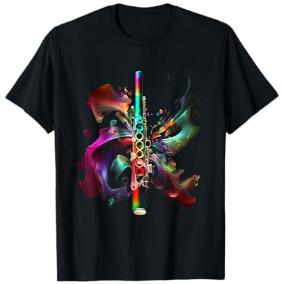 Querflöte Bunt Musiker Querflöte Geschenk für Flötenspieler T-Shirt
